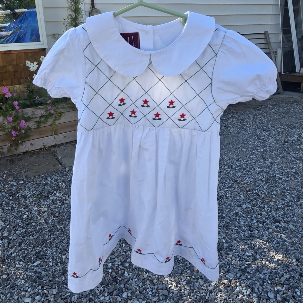 Lil Cactus White Dress with Red Embroidery